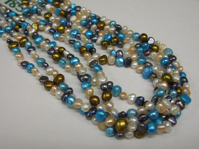 Appraisal: MULTI-COLOR JAPANESE FRESHWATER PEARL NECKLACE with five strands each with