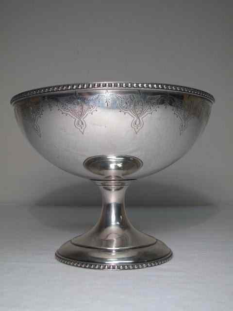 Appraisal: Sterling silver center bowl with engraved rim Stamped ''English Sterling''