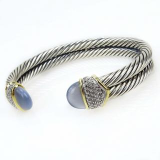 Appraisal: David Yurman Diamond Chalcedony Sterling Silver and Karat Yellow Gold