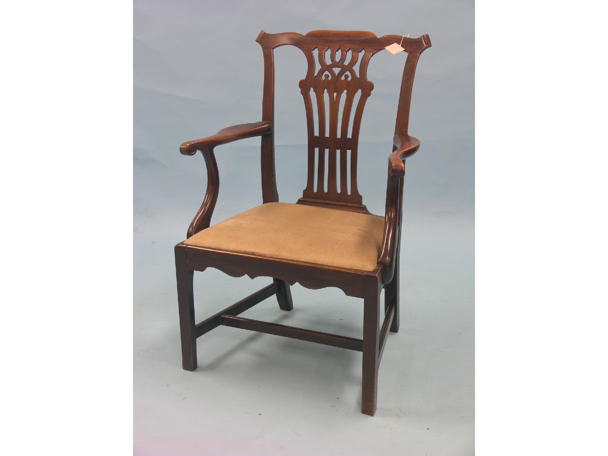 Appraisal: A Victorian Chippendale mahogany dining armchair shaped top rail above