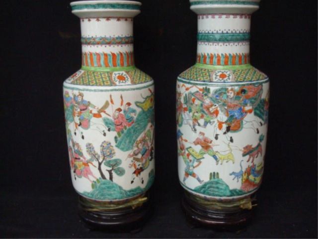 Appraisal: Pair of Export Vases as Lamps From a Washington Heights