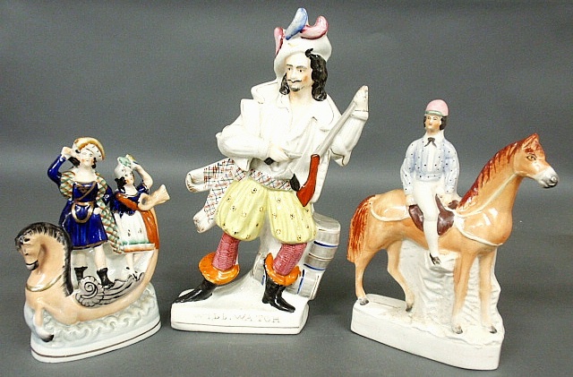 Appraisal: - Three Staffordshire figural groups c - Will Watch pirate