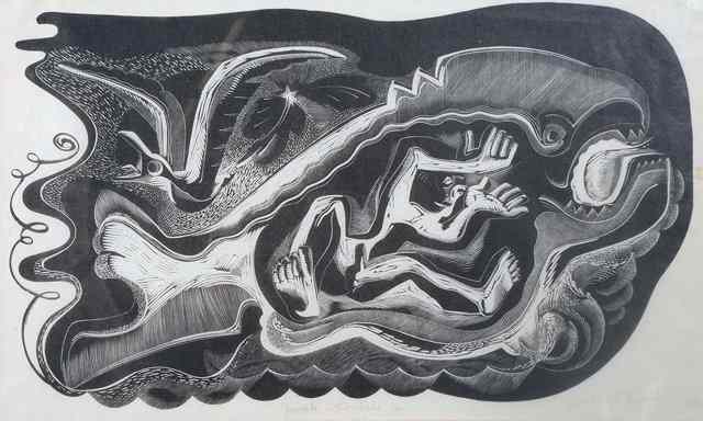 Appraisal: Gertrude Hermes - 'Jonah in the Whale' wood engraving pencil