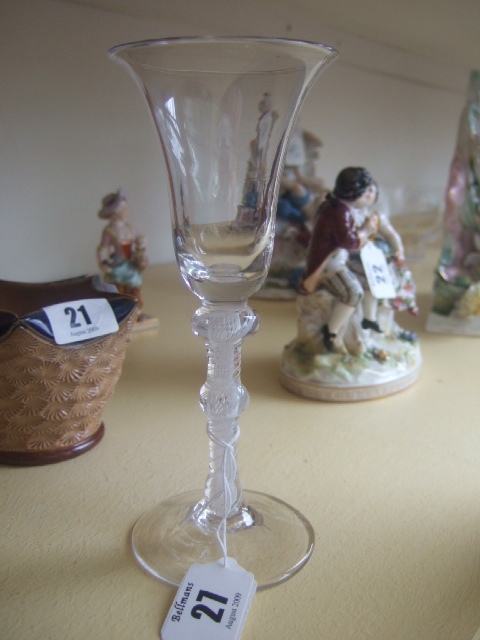 Appraisal: A glass wine goblet late th century with trumpet shaped