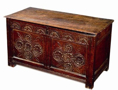 Appraisal: A late th century joined oak chest the moulded edge