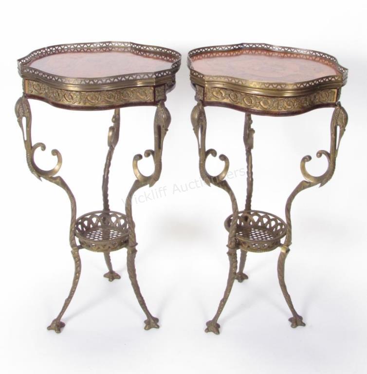 Appraisal: A pair of Continental style lamp tables with bronze frames