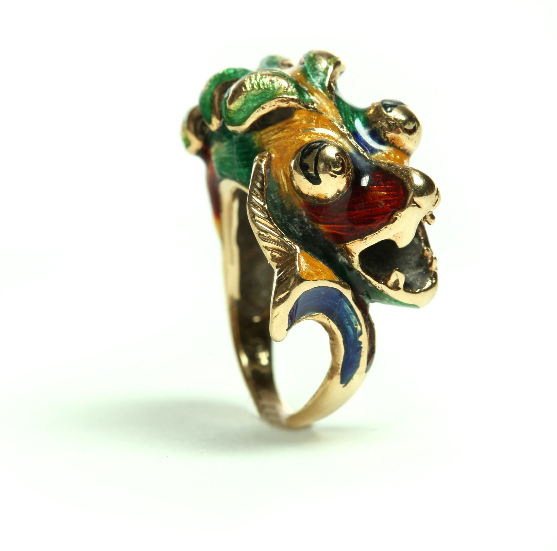 Appraisal: GOLD DRAGON RING Twentieth century K gold dome ring in