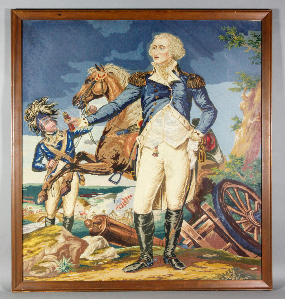 Appraisal: A - After Trumbull George Washington Needlepoint After John Trumbull