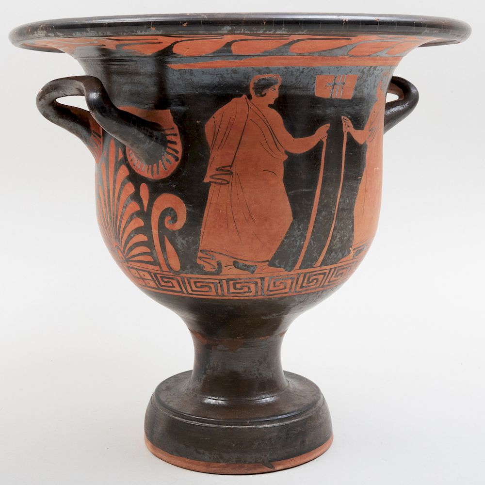 Appraisal: Greek Red Figure Bell Krater Apulia Greek Red Figure Bell