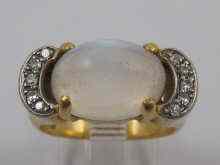 Appraisal: A yellow metal tests carat gold cabochon moonstone and diamond