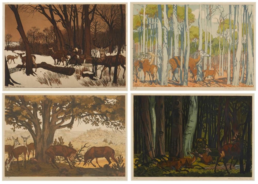 Appraisal: Maurice Taquoy - Deer Eating in a Forest Etching and