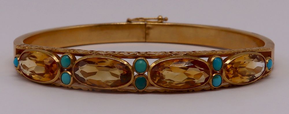 Appraisal: JEWELRY Portuguese kt Gold and Colored Gem Bracelet Portuguese kt