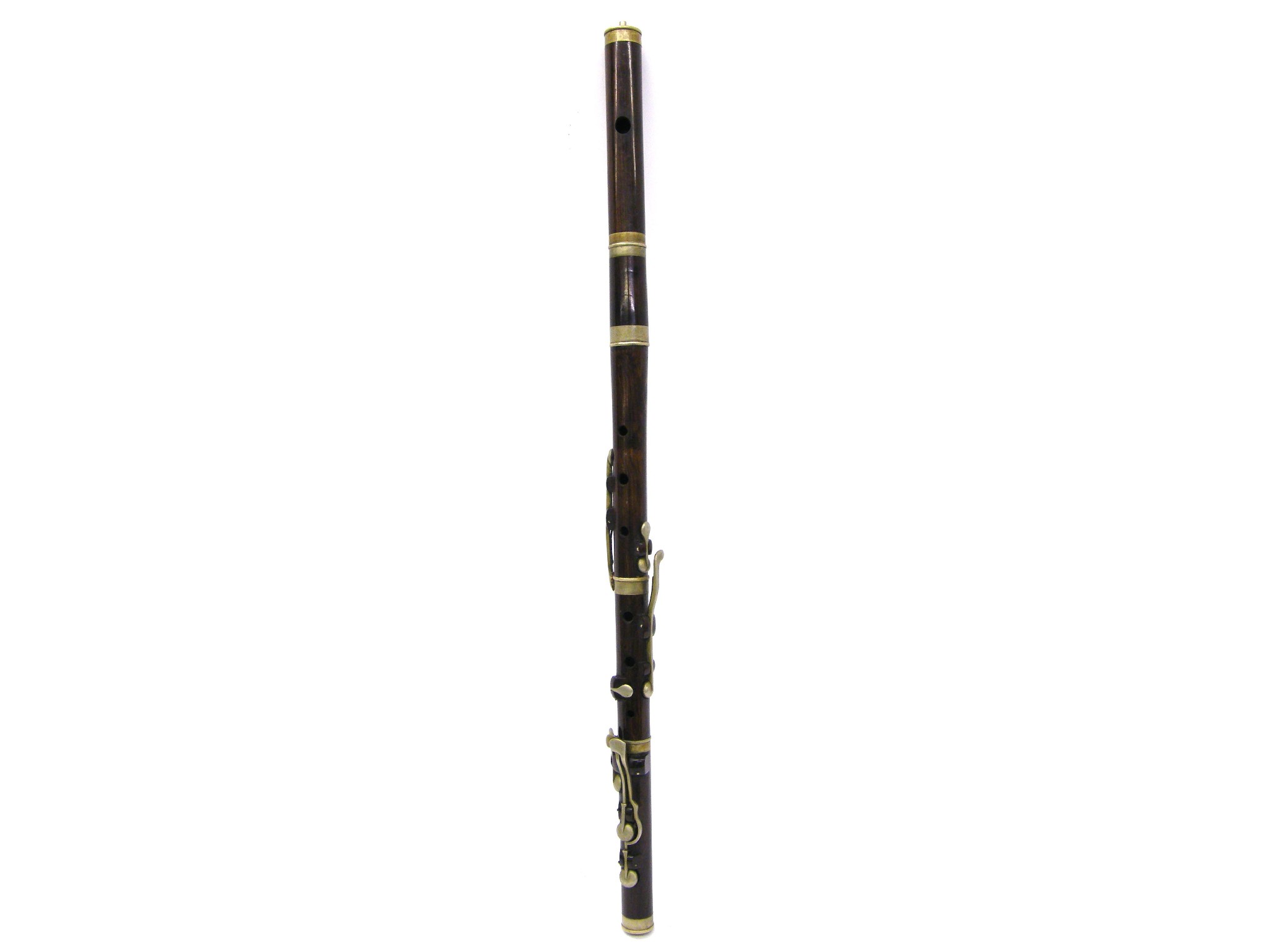 Appraisal: th century rosewood and nickel mounted eight keyed flute unstamped