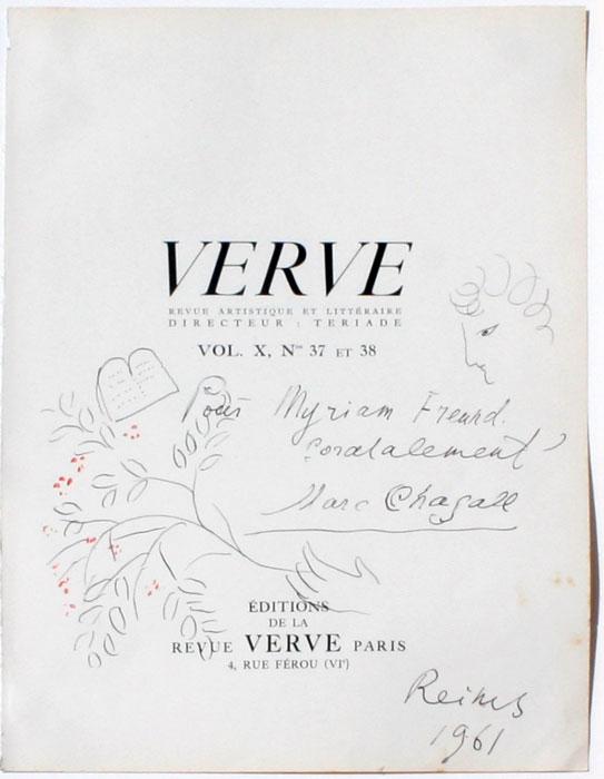 Appraisal: CHAGALL Marc Russian - Drawing on Cover of Verve v