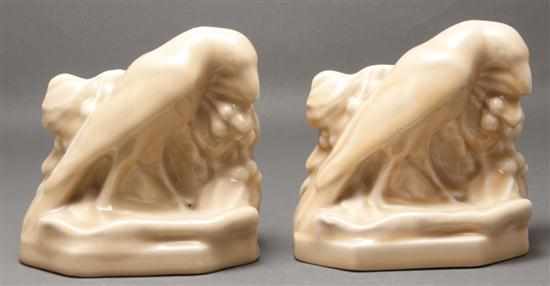 Appraisal: Pair of Rookwood art pottery bird-form bookends dated modeled as