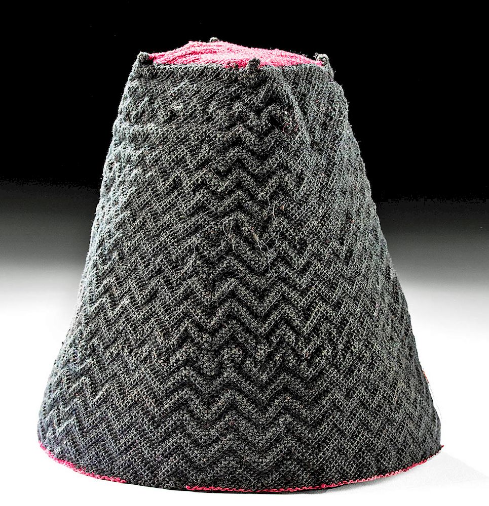 Appraisal: Tiahuanaco Camelid Fiber Four-Cornered Hat Pre-Columbian Chile Tiahuanaco also Tiwanaku