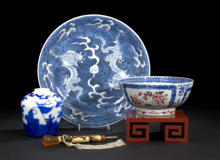 Appraisal: Chinese Blue-and-White Porcelain Charger th century of deep dish form