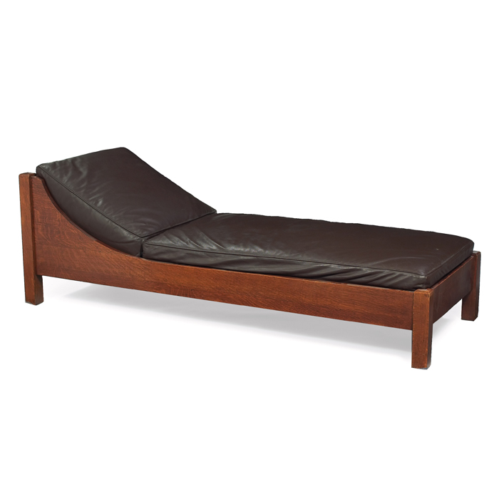 Appraisal: Limbert daybed curved headrest with recovered leather cushions original finish