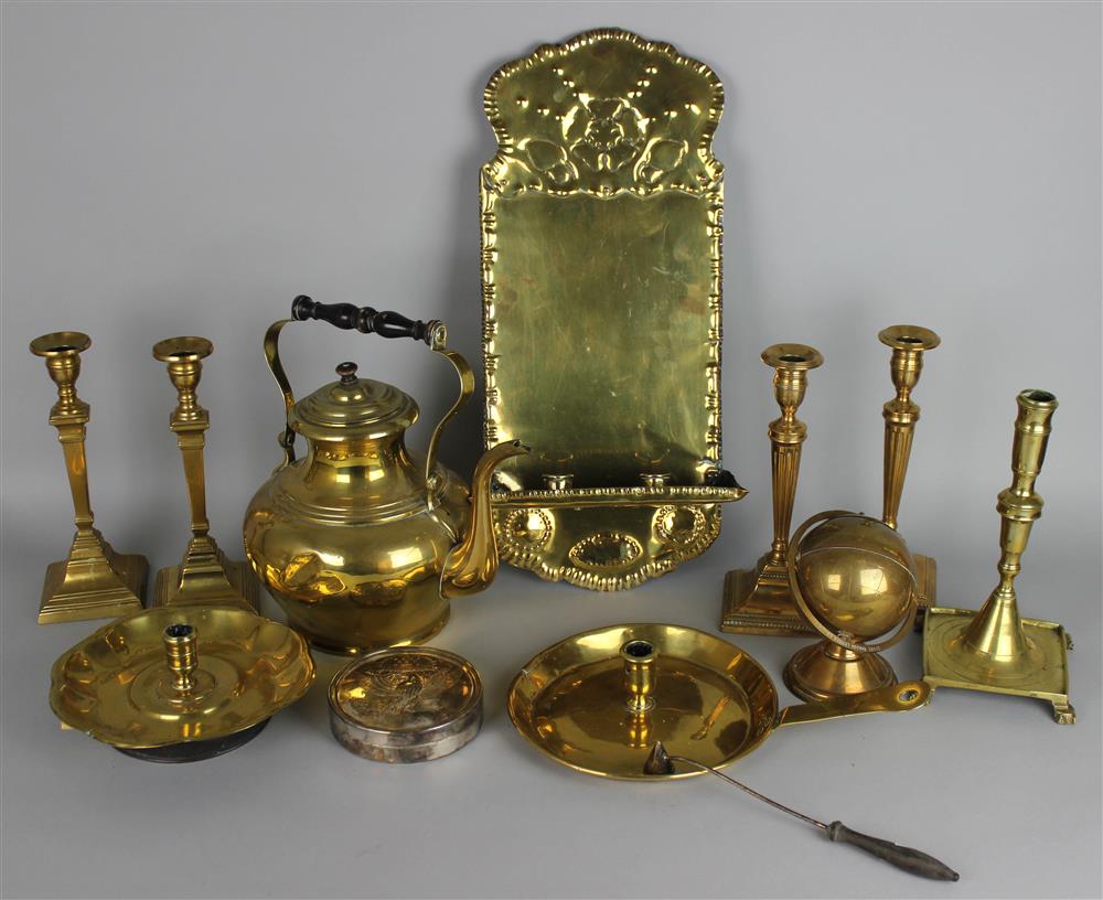 Appraisal: COLLECTION OF ASSORTED BRASSWARES including an Arts and Crafts large