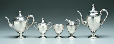 Appraisal: Five piece sterling tea service Preisner Silver Co round urn