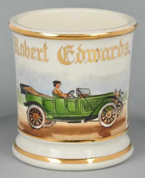 Appraisal: Open Automobile Shaving Mug Description Gilt name Robert Edwards Initials