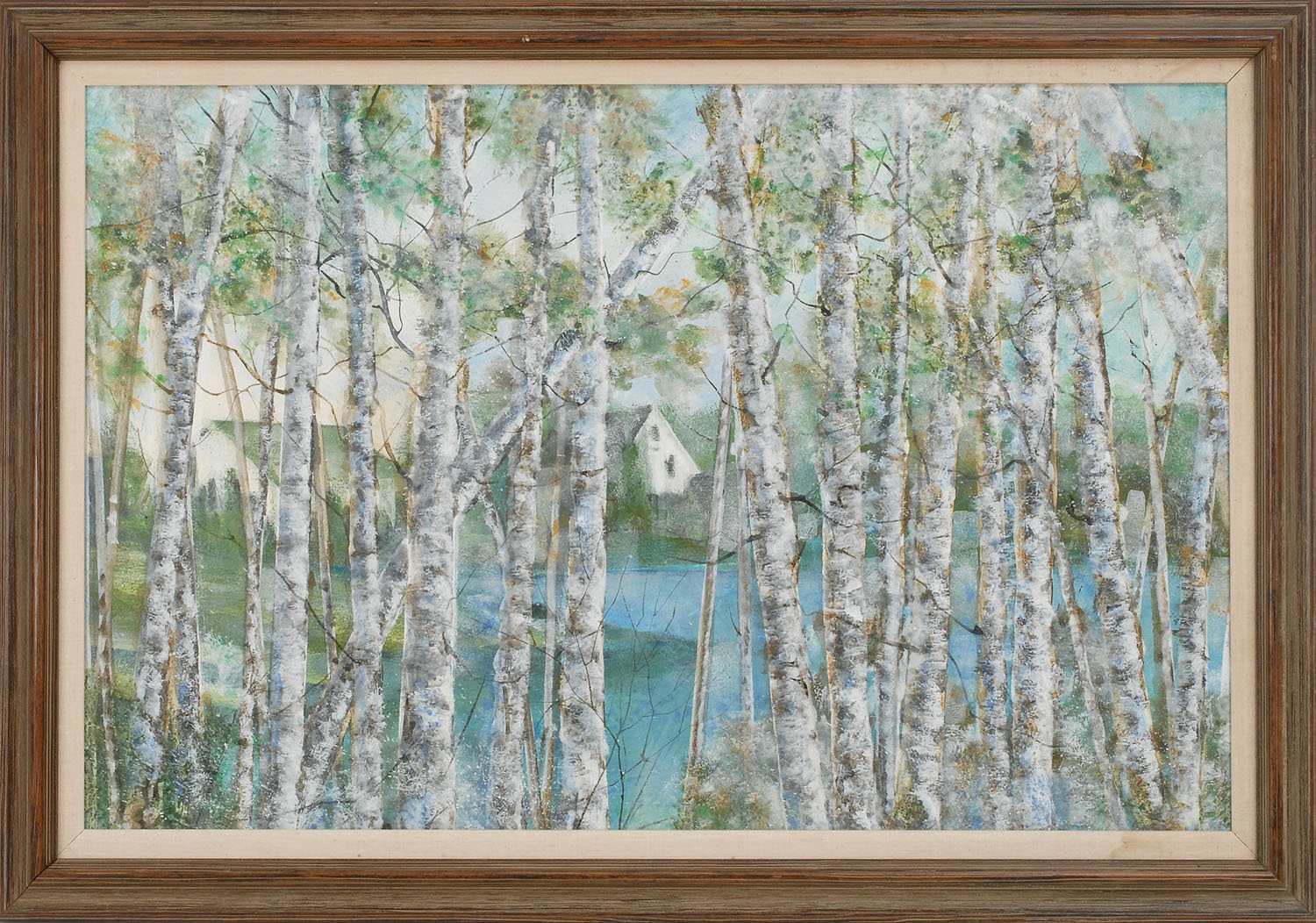 Appraisal: DONN P DEVITAAmerican - House through the birch trees Signed