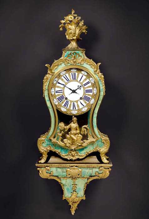 Appraisal: GREEN HORN CLOCK WITH PLINTH Louis XV the movement signed