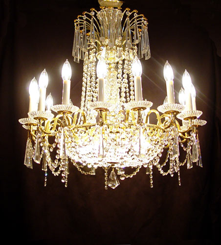 Appraisal: SCHONBEK CRYSTAL CHANDELIER lights with on the outer circumference in