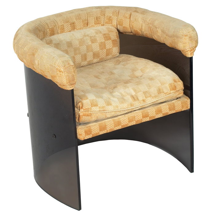 Appraisal: Vladimir Kagan armchair s barrel-shaped molded and tinted lucite original