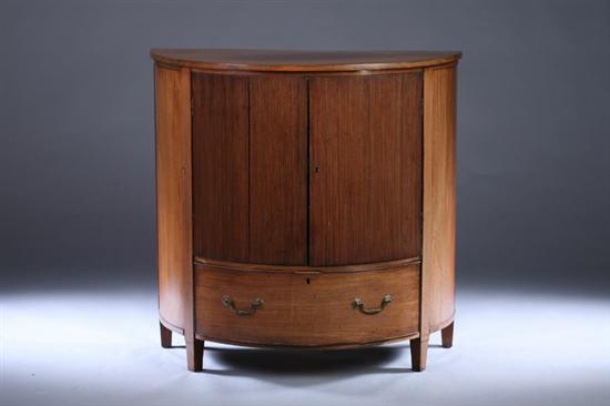 Appraisal: GEORGE III MAHOGANY DEMILUNE COMMODE Late th early th century