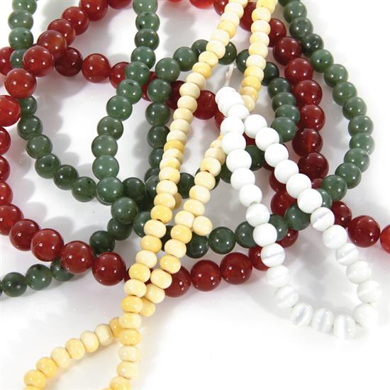 Appraisal: Gemstone bead necklaces and bracelet yellow agate necklace L moonstone