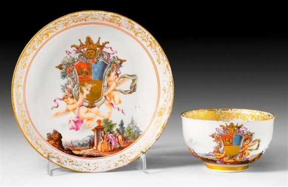 Appraisal: CUP AND SAUCER WITH THE FOSCARI COAT OF ARMS Meissen