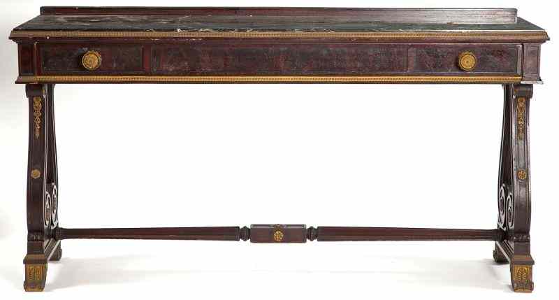 Appraisal: French Empire Style Marble Top Bureau Platearly th century mahogany