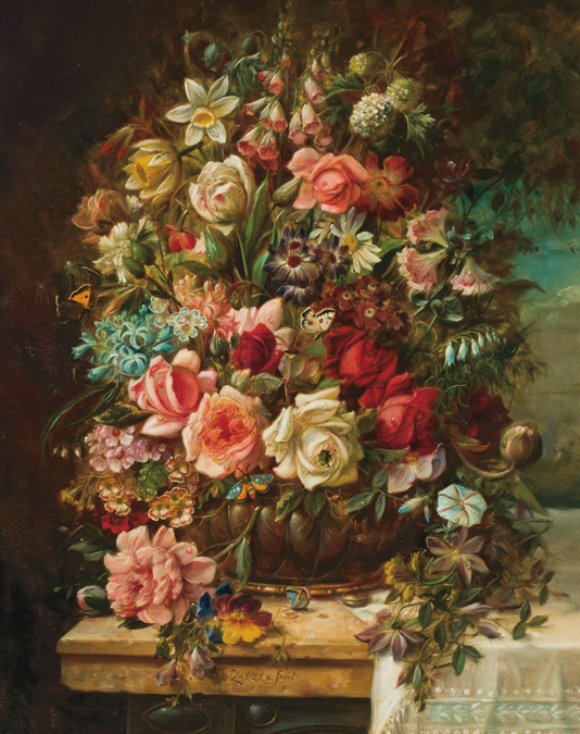 Appraisal: HANS ZATZKA Austrian - Floral Still Life oil on canvas