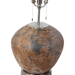 Appraisal: A Modern Monumental Ceramic Base Table Lamp TH CENTURY Height