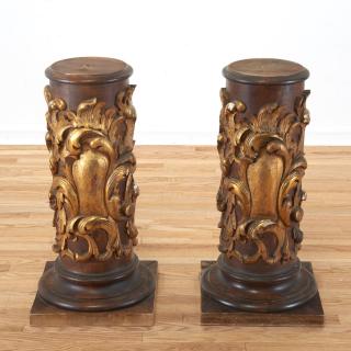 Appraisal: Pair Spanish Rococo parcel gilt wood pedestals Pair Spanish Rococo