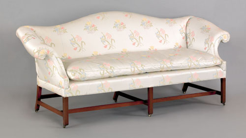 Appraisal: George III mahogany sofa ca with a camelback and scrolled