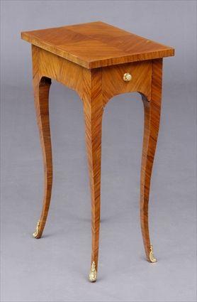 Appraisal: LOUIS XV KINGWOOD SINGLE DRAWER SIDE TABLE The rectangular veneered