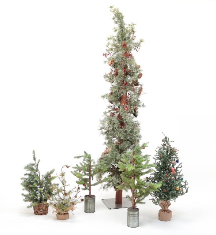 Appraisal: Includes a tall slim tree on metal base decorated with