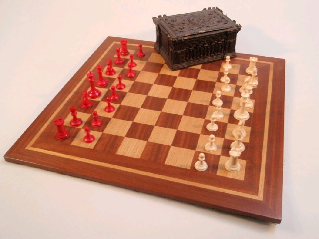 Appraisal: A Staunton ivory chess set by Jacques London in the