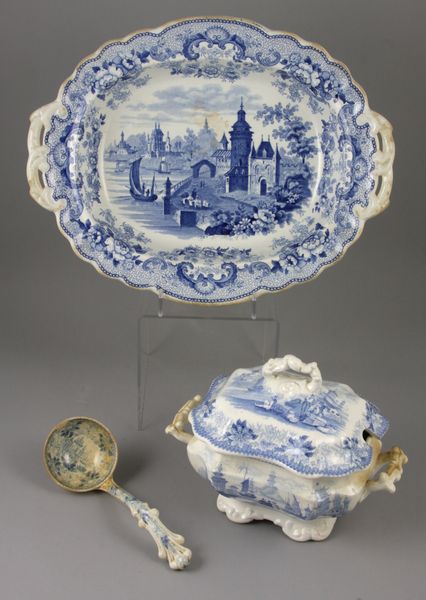 Appraisal: Three pieces of th Century English transferware china including one