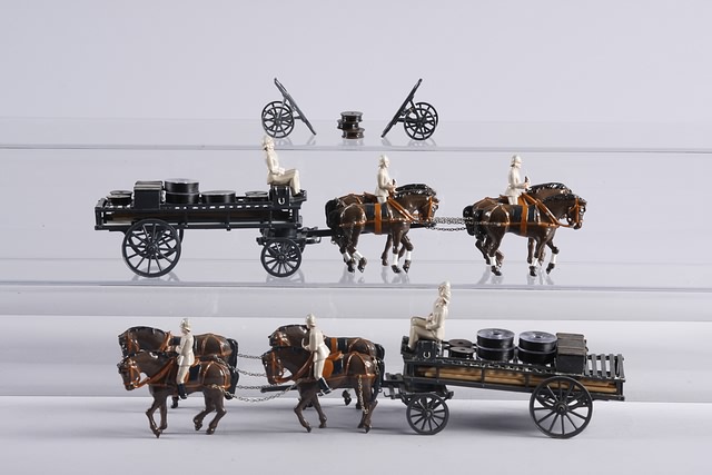 Appraisal: Lot of Steadfast airline telegraph wagons with horses and figures