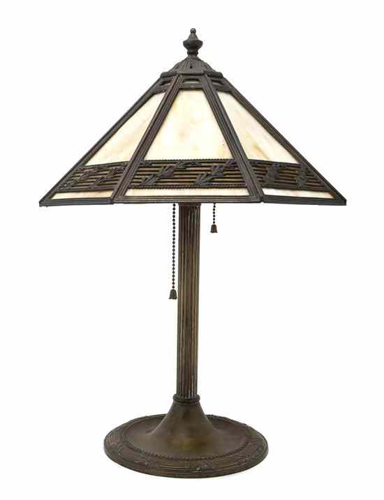 Appraisal: A Bradley and Hubbard Slag Glass Table Lamp having an