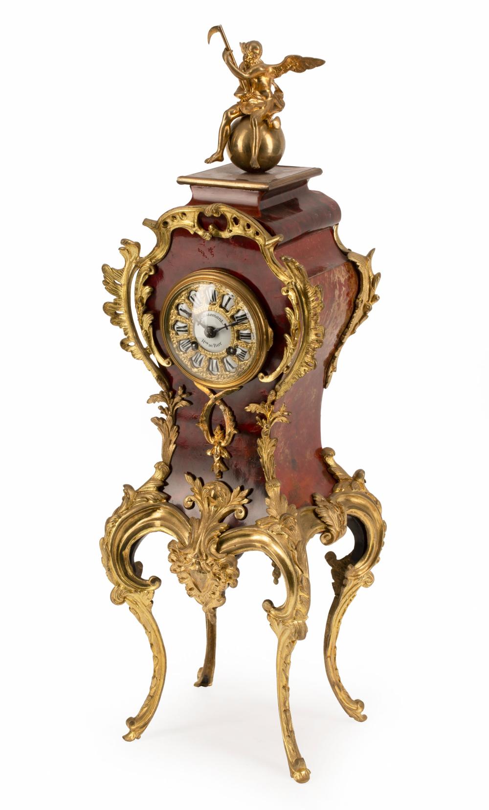 Appraisal: Louis XV-Style Gilt Bronze-Mounted Clock Father Time finial dial marked