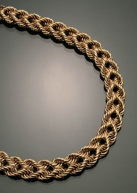 Appraisal: Choker Length -Karat Yellow-Gold Braided Rope Necklace Weight dwt Length