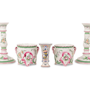 Appraisal: A Group of French Faience Table Articles th Century comprising