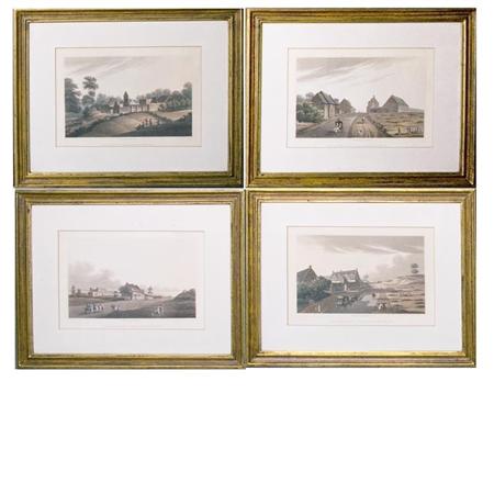 Appraisal: R Bowyer publisher WATERLOO AND GENAFFE LANDSCAPES Four hand-colored aquatints