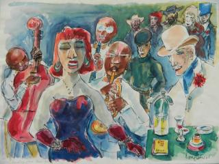 Appraisal: Stephen Longstreet watercolor and pen and ink Stephen Longstreet American