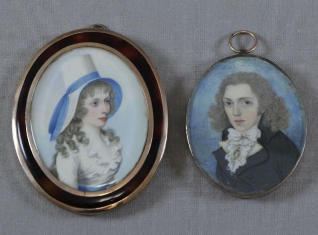 Appraisal: Portrait Miniatures Attributed to Frederick Buckon Bone Ivory Portrait of