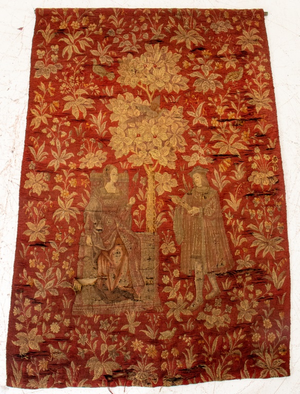 Appraisal: CONTINENTAL NEEDLEWORK MILLE FLEUR TAPESTRY Contiental Medieval Revival 'Mille Fleur'